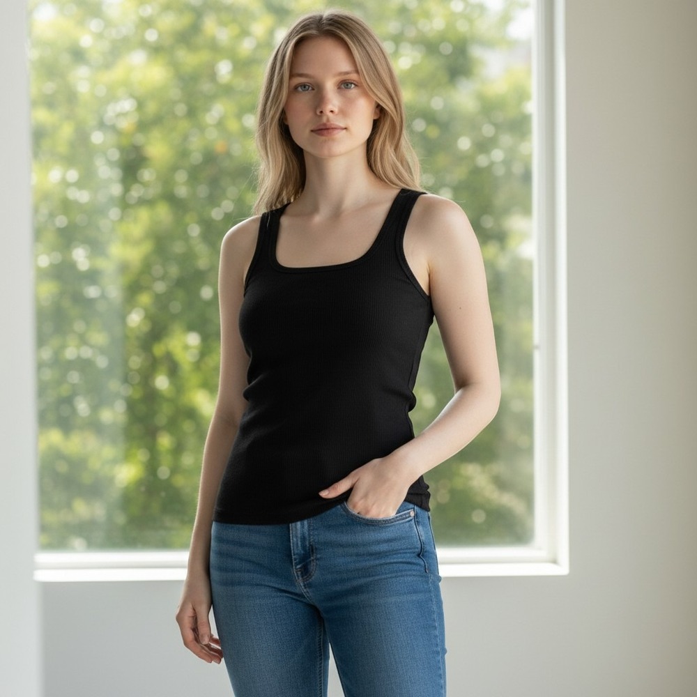 Anthropologie Maeve sz S black tank top shirt I‎